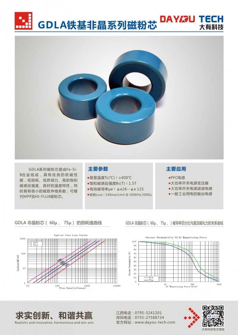 江西大有科技有限公司 江西大有科技非晶粉芯系列