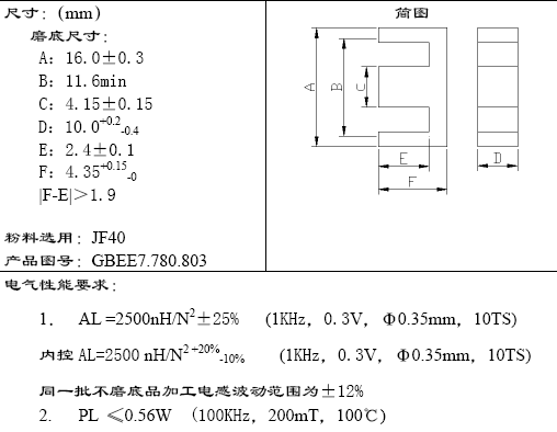 无锡斯贝尔磁性材料有限公司 斯贝尔EE1610磁芯  库存3000000只  具体型号 EE1610932型