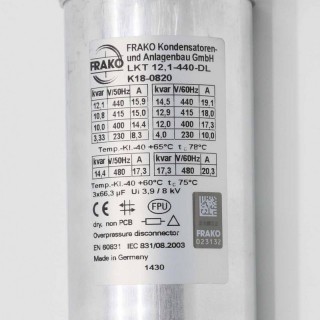 热门销售德国FRAKO电容器 额定电压 12KV 额定容量 11Kvar