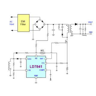 高功因、低谐波、低待机损耗之原边控制定电压输出IC–LD7841