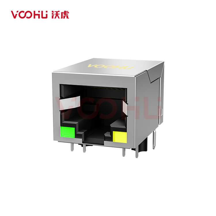 苏州沃虎电子科技有限公司 SYT-138ENL 90° 侧面插入 1*1 开口朝下 100M  DIP RJ45网口