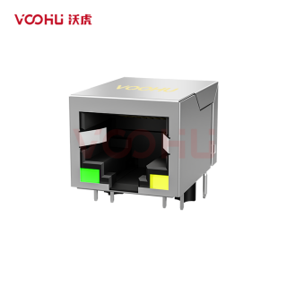 苏州沃虎电子科技有限公司 SYT-138ENL 90° 侧面插入 1*1 开口朝下 100M  DIP RJ45网口