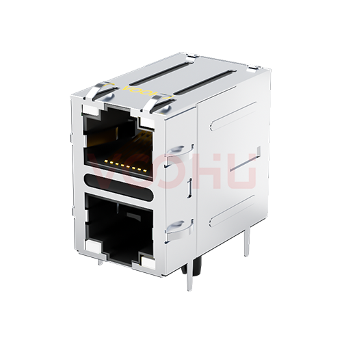 苏州沃虎电子科技有限公司 SYT21Q042DG1A4D068 2X1 千兆集成RJ45 上下两口 双色灯带弹片