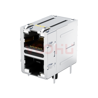 SYT21Q042DG1A4D068 2X1 千兆集成RJ45 上下两口 双色灯带弹片