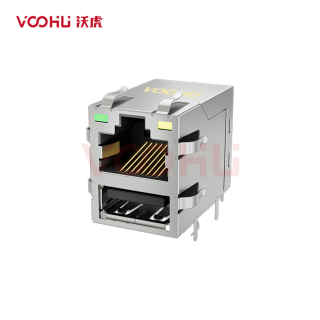 SYT611U2B077DA2WD RJ45+USB2.0 100BASE 带屏蔽 网络接口RJ45